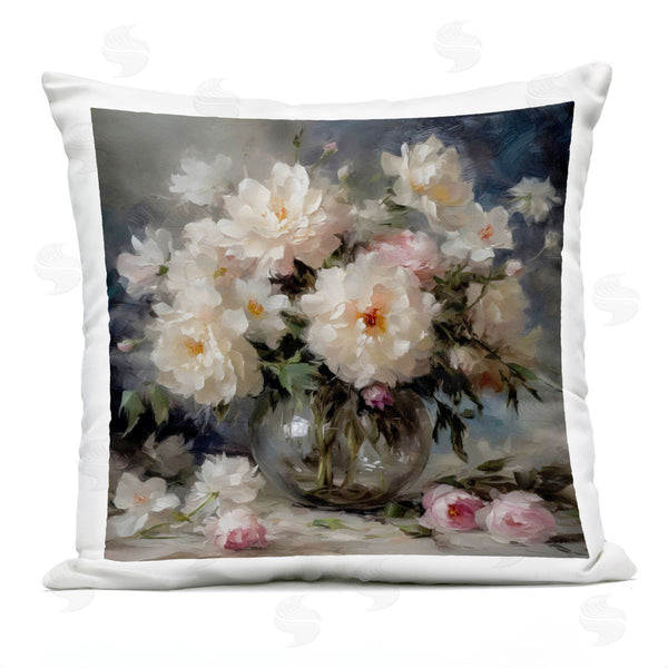 Stupell Industries LSR Creative Studio | Romantic Flowers In Round Vase Printed Throw Pillow