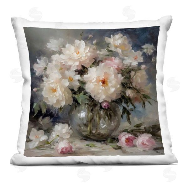 stupell industries LSR Creative Studio | Romantic Flowers in Round Vase Printed Throw Pillow