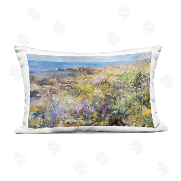 Stupell Industries LSR Creative Studio | Sea Of Wildflowers Coast Printed Throw Pillow