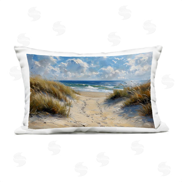 Stupell Industries LSR Creative Studio | Seaside Pathway Footprints Printed Throw Pillow