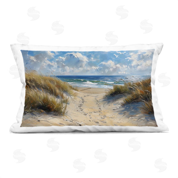stupell industries LSR Creative Studio | Seaside Pathway Footprints Printed Throw Pillow
