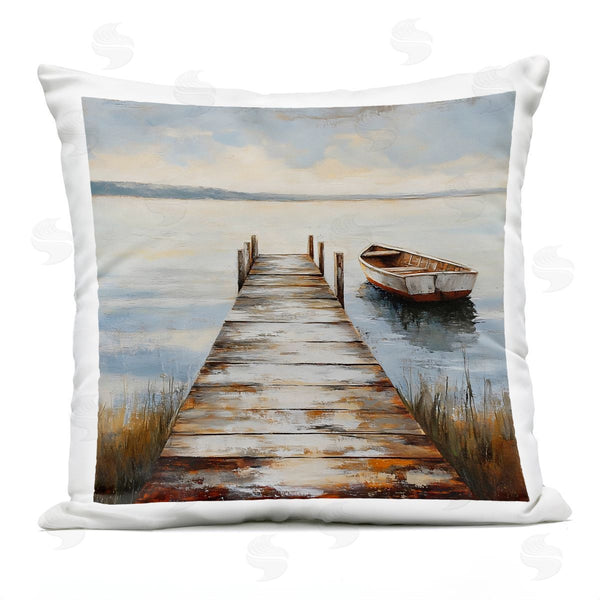 Stupell Industries LSR Creative Studio | Shimmering Lake Seascape Printed Throw Pillow