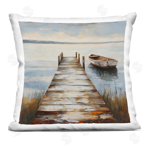 stupell industries LSR Creative Studio | Shimmering Lake Seascape Printed Throw Pillow