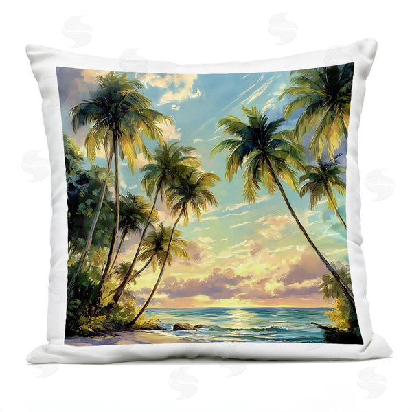 Stupell Industries LSR Creative Studio | Sunset On The Beach Palms Printed Throw Pillow