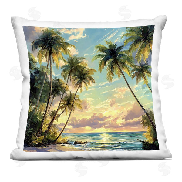 stupell industries LSR Creative Studio | Sunset On The Beach Palms Printed Throw Pillow