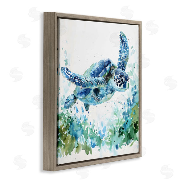 Stupell Industries LSR Creative Studio | Swimming Turtle & Botanicals