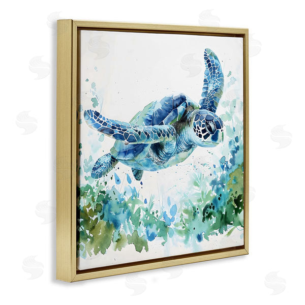 Stupell Industries LSR Creative Studio | Swimming Turtle & Botanicals