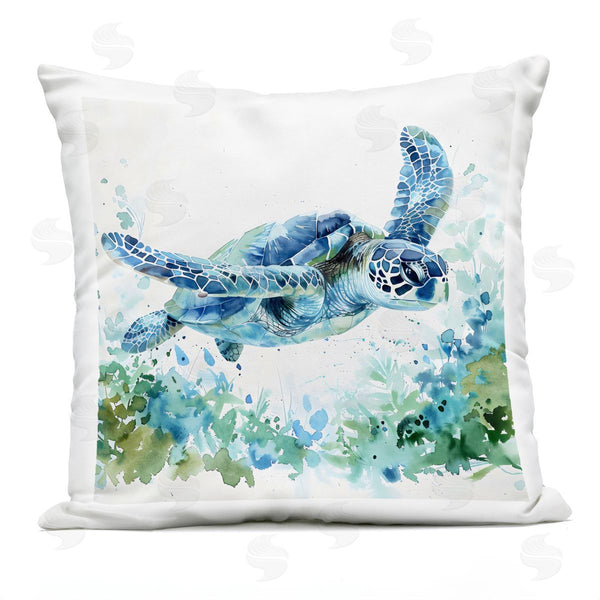 Stupell Industries LSR Creative Studio | Swimming Turtle & Botanicals Printed Throw Pillow