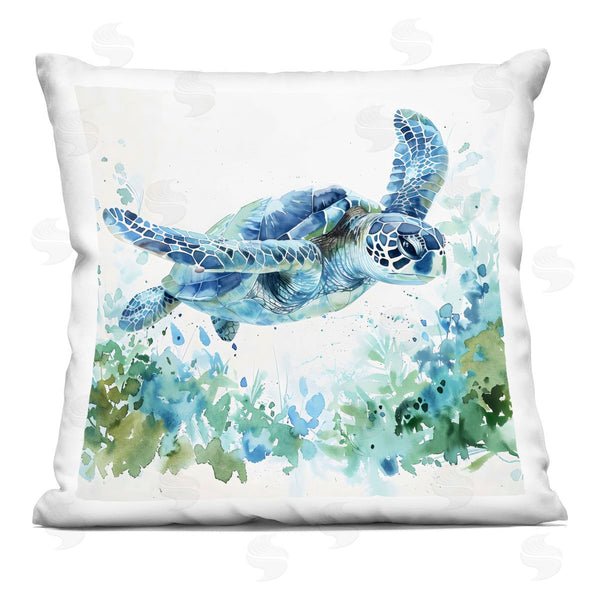 stupell industries LSR Creative Studio | Swimming Turtle & Botanicals Printed Throw Pillow