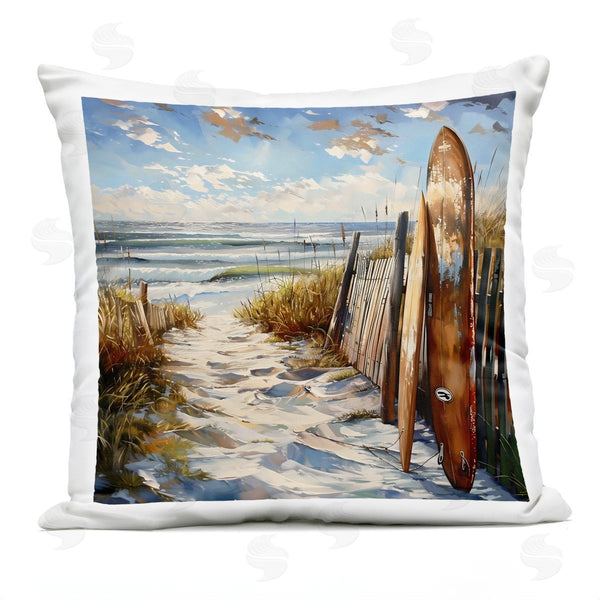 Stupell Industries LSR Creative Studio | Time To Surf Beach Printed Throw Pillow