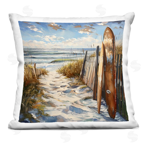 stupell industries LSR Creative Studio | Time To Surf Beach Printed Throw Pillow
