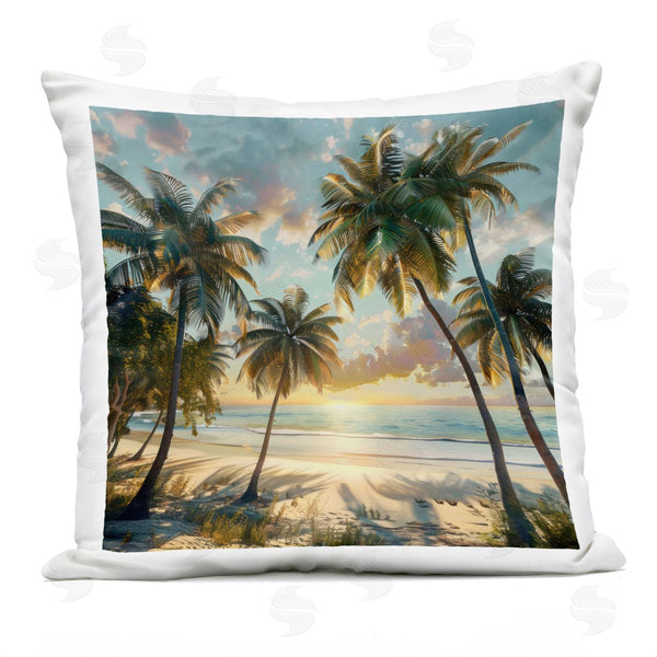 Stupell Industries LSR Creative Studio | Tropical Beach Sunset Through Palms Printed Throw Pillow