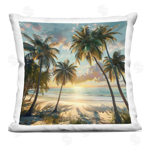 stupell industries LSR Creative Studio | Tropical Beach Sunset Through Palms Printed Throw Pillow