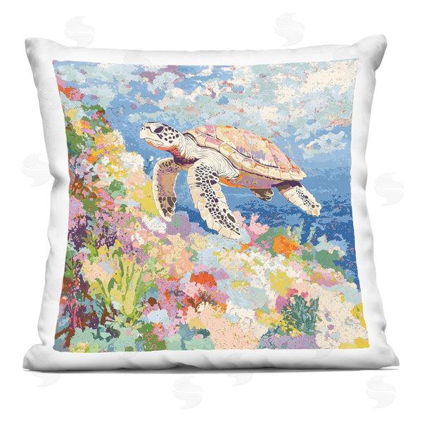 stupell industries LSR Creative Studio | Vivid Turtle Amidst Reef Printed Throw Pillow