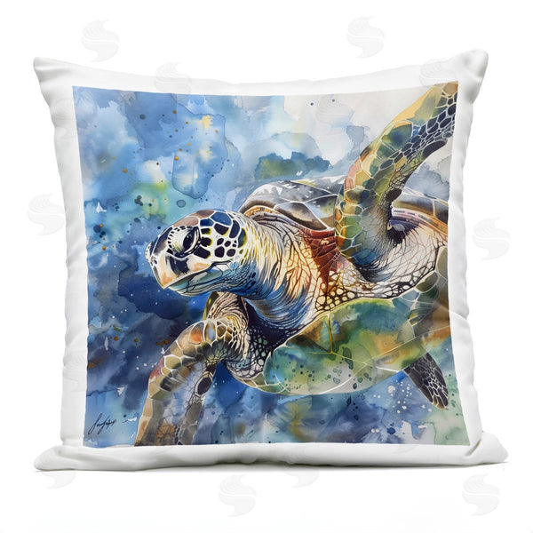 Stupell Industries LSR Creative Studio | Watercolor Turtle Impression Printed Throw Pillow