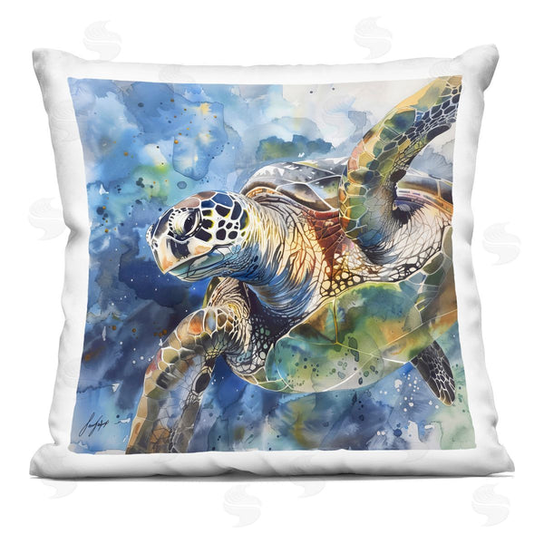 stupell industries LSR Creative Studio | Watercolor Turtle Impression Printed Throw Pillow