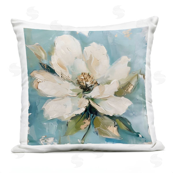 Stupell Industries LSR Creative Studio | White Floral Blues Printed Throw Pillow