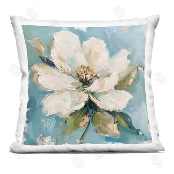 stupell industries LSR Creative Studio | White Floral Blues Printed Throw Pillow
