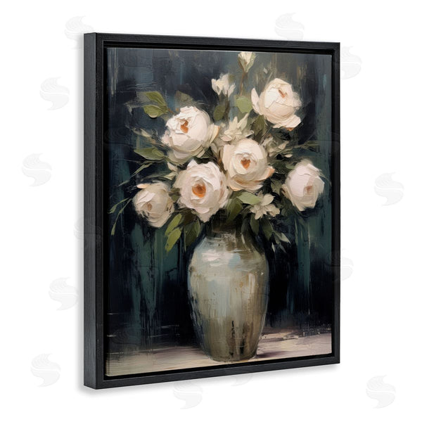 Stupell Industries LSR Creative Studio | White Roses In Dark Vase