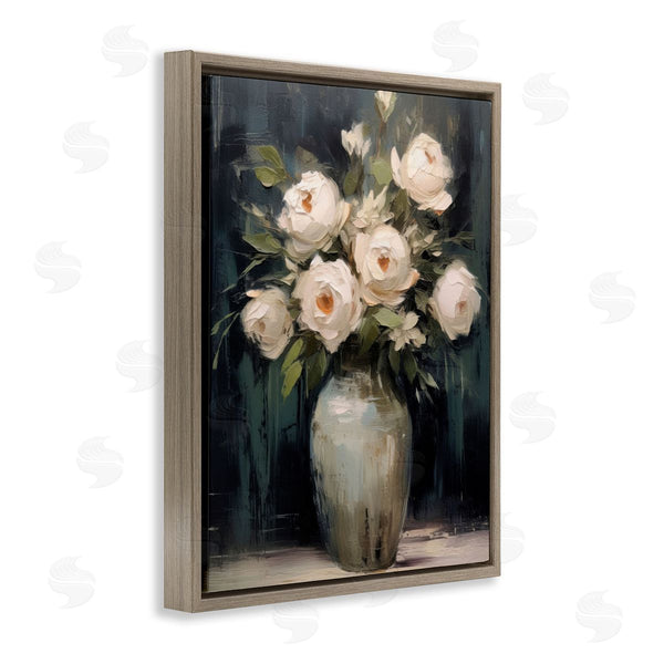 Stupell Industries LSR Creative Studio | White Roses In Dark Vase