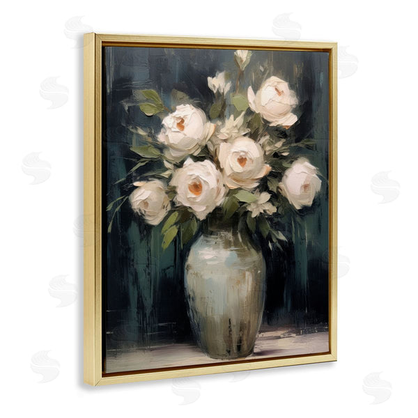 Stupell Industries LSR Creative Studio | White Roses In Dark Vase