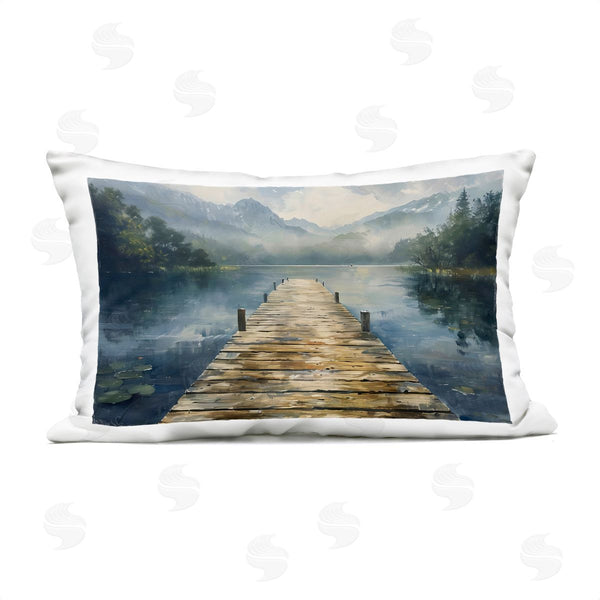 Stupell Industries LSR Creative Studio | Wooden Dock Over Lake Printed Throw Pillow