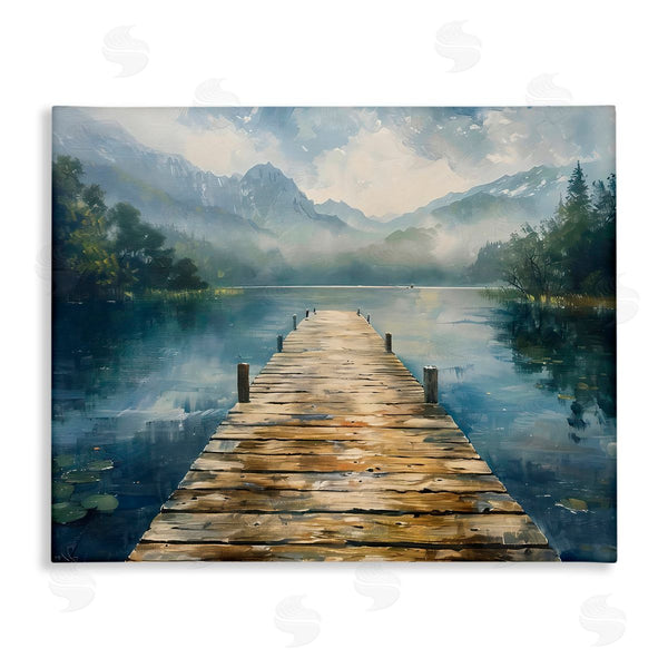 stupell industries LSR Creative Studio | Wooden Dock Over Lake
