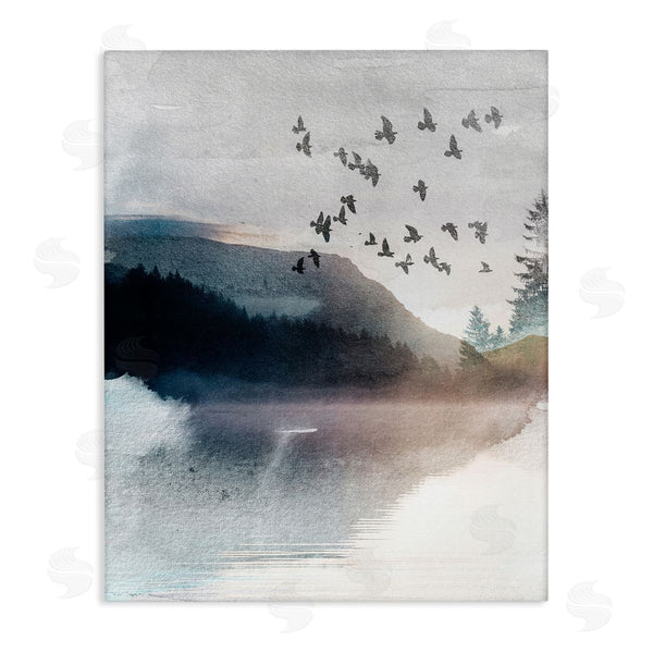 stupell industries LSR Design Studio | Abstract Birds Over Lake Wall Art