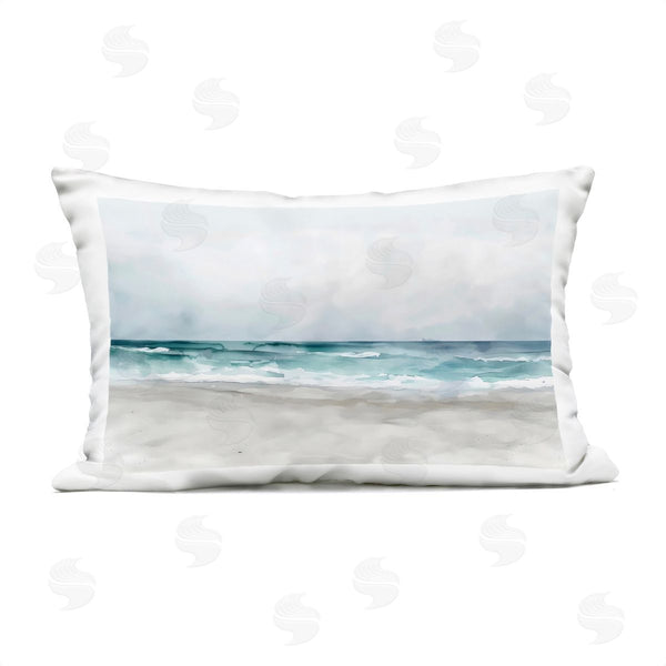 Stupell Industries LSR Design Studio | Abstract Watercolor Aqua Beach Printed Throw Pillow