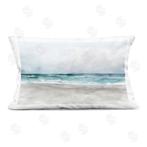 stupell industries LSR Design Studio | Abstract Watercolor Aqua Beach Printed Throw Pillow