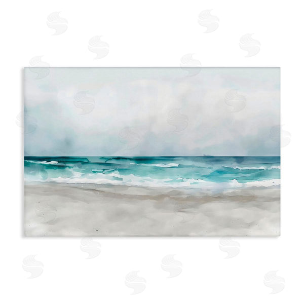 stupell industries LSR Design Studio | Abstract Watercolor Aqua Beach