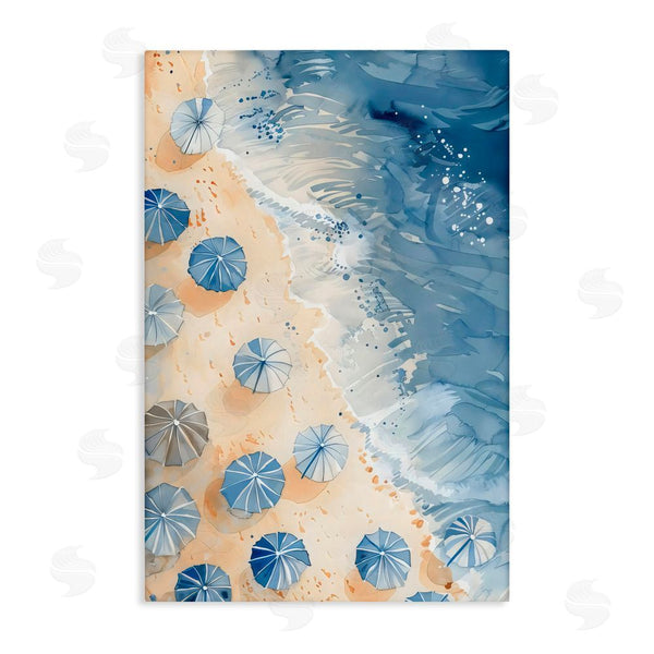 stupell industries LSR Design Studio | Aerial Blue Beach Umbrellas