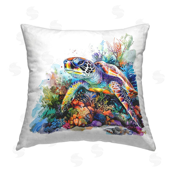stupell industries LSR Design Studio | Aquatic Sea Turtle Printed Throw Pillow