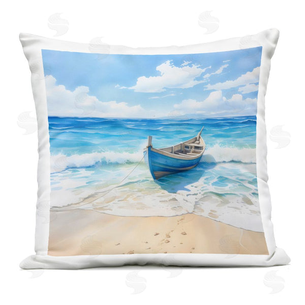Stupell Industries LSR Design Studio | Beach Boat Tied On Shore Printed Throw Pillow