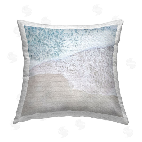 Stupell Industries LSR Design Studio | Beach Foam On Shore Printed Throw Pillow