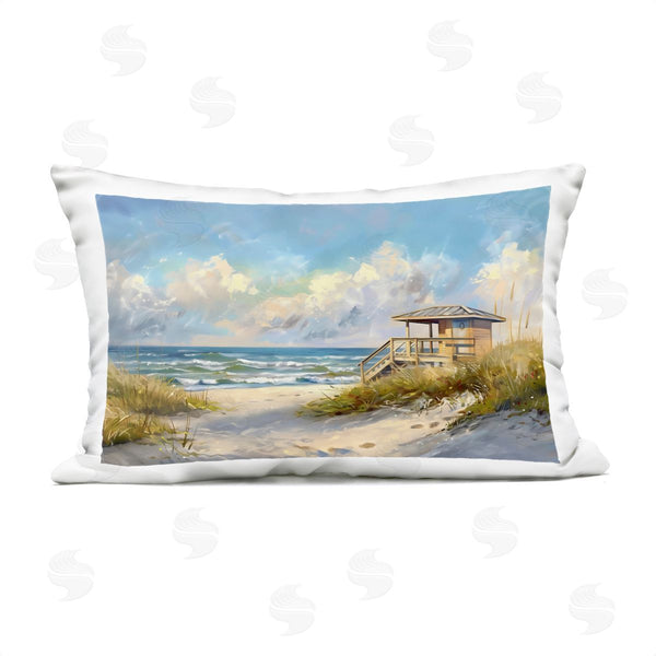 Stupell Industries LSR Design Studio | Beach Overlook Lifeguard Hut Printed Throw Pillow
