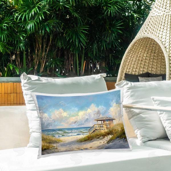 Stupell Industries LSR Design Studio | Beach Overlook Lifeguard Hut Printed Throw Pillow