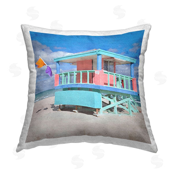Stupell Industries LSR Design Studio | Beach Shack Shoreline Printed Throw Pillow