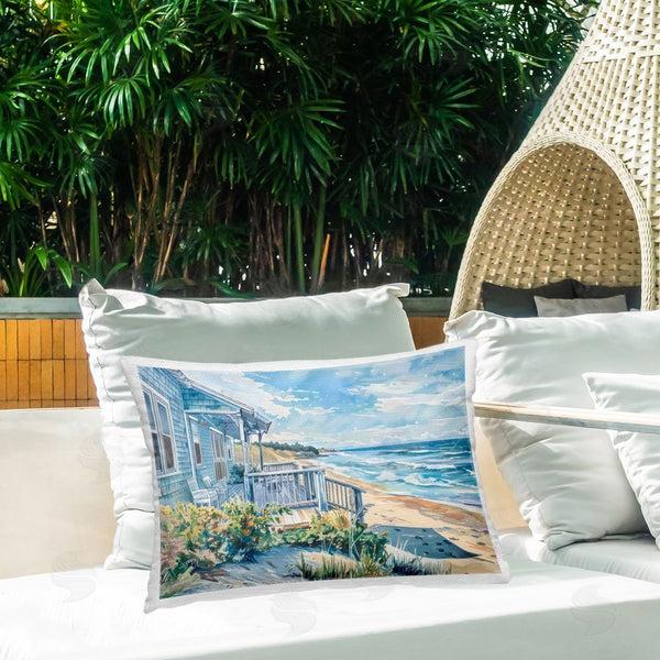 Stupell Industries LSR Design Studio | Beach Villa Overlook Printed Throw Pillow