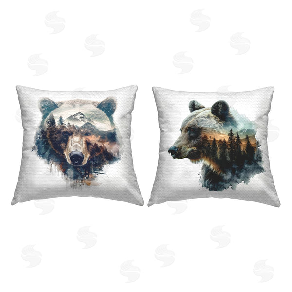 Stupell Industries LSR Design Studio | Bear Silhouettes Forest Printed Throw Pillow Set