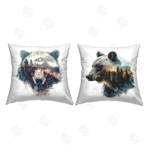 stupell industries LSR Design Studio | Bear Silhouettes Forest Printed Throw Pillow Set