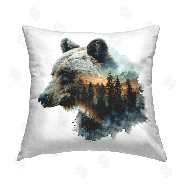 stupell industries LSR Design Studio | Bear Woodland Silhouette Printed Throw Pillow