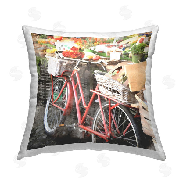 stupell industries LSR Design Studio | Bicycle at Farmer's Market Printed Throw Pillow