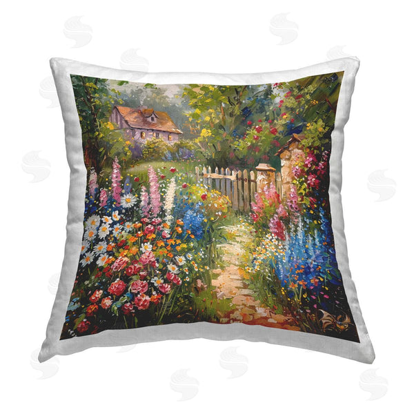 stupell industries LSR Design Studio | Blooming Spring Cottage Printed Throw Pillow