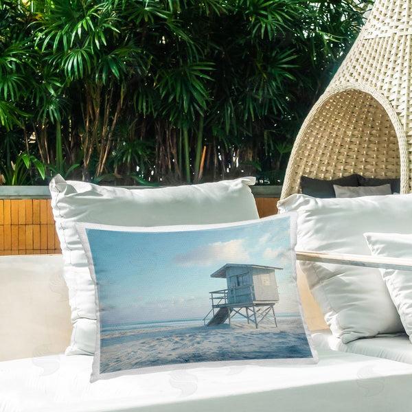 Stupell Industries LSR Design Studio | Blue And White Beach Scene Printed Throw Pillow