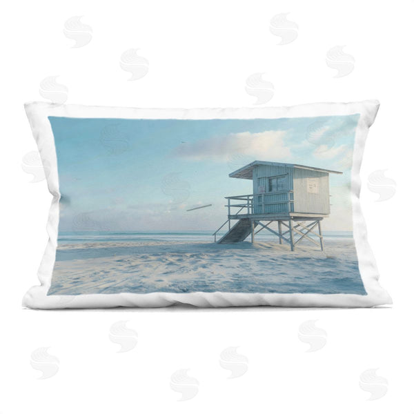 stupell industries LSR Design Studio | Blue And White Beach Scene Printed Throw Pillow