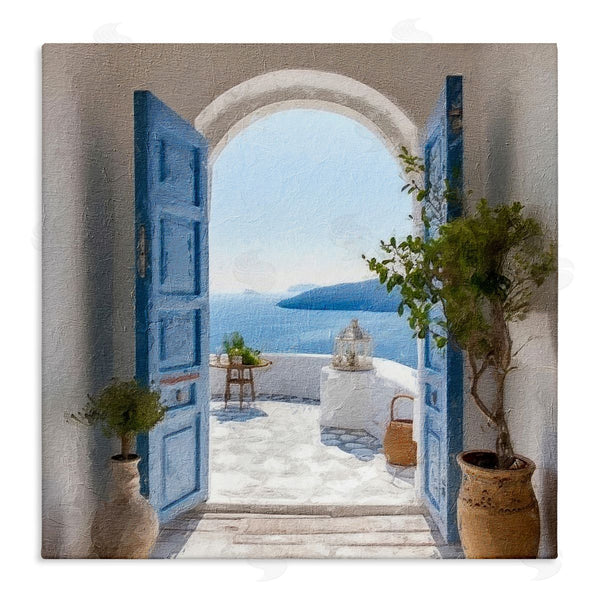 stupell industries LSR Design Studio | Blue Greek Door Scenery Wall Art