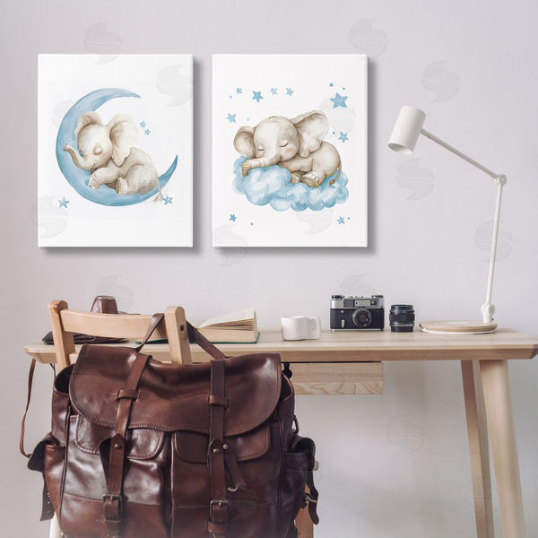 Stupell Industries LSR Design Studio | Blue Sleepy Elephant Wall Art