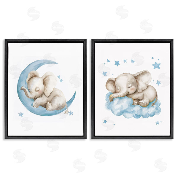 Stupell Industries LSR Design Studio | Blue Sleepy Elephant Wall Art