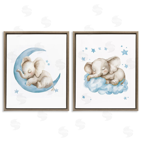 Stupell Industries LSR Design Studio | Blue Sleepy Elephant Wall Art